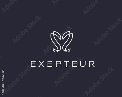 Abstract flower logo icon vector design. Elegant butterfly line premium symbol. Graceful universal sign.