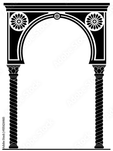 Architectural arch in Arabic or other Eastern style, entrance, doorway