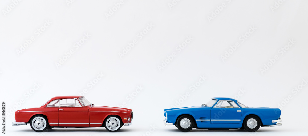 Fototapeta premium Red and Blue Classic Retro Luxury Sports Cars.