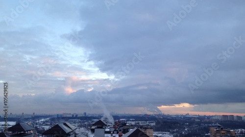 View of Moscow from the roof of a multistory building