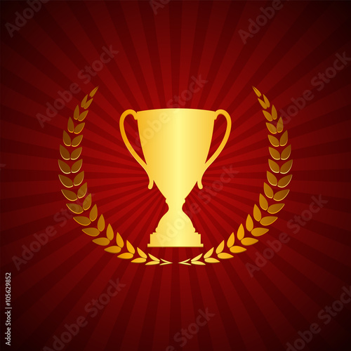Silhouette of Trophy Cup Winner with a Laurel Wreath