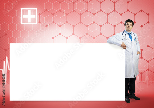 Doctor with banner