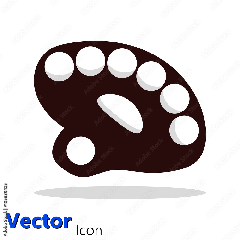 Dark vector icon of palette on white background Dark vector icon of palette on white background