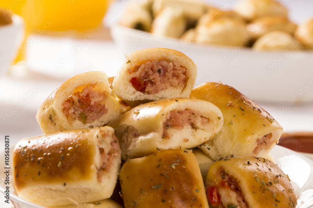 Brazilian snack. cheese and ham snacks portion. Brazilian snack. cheese and ham snacks portion.