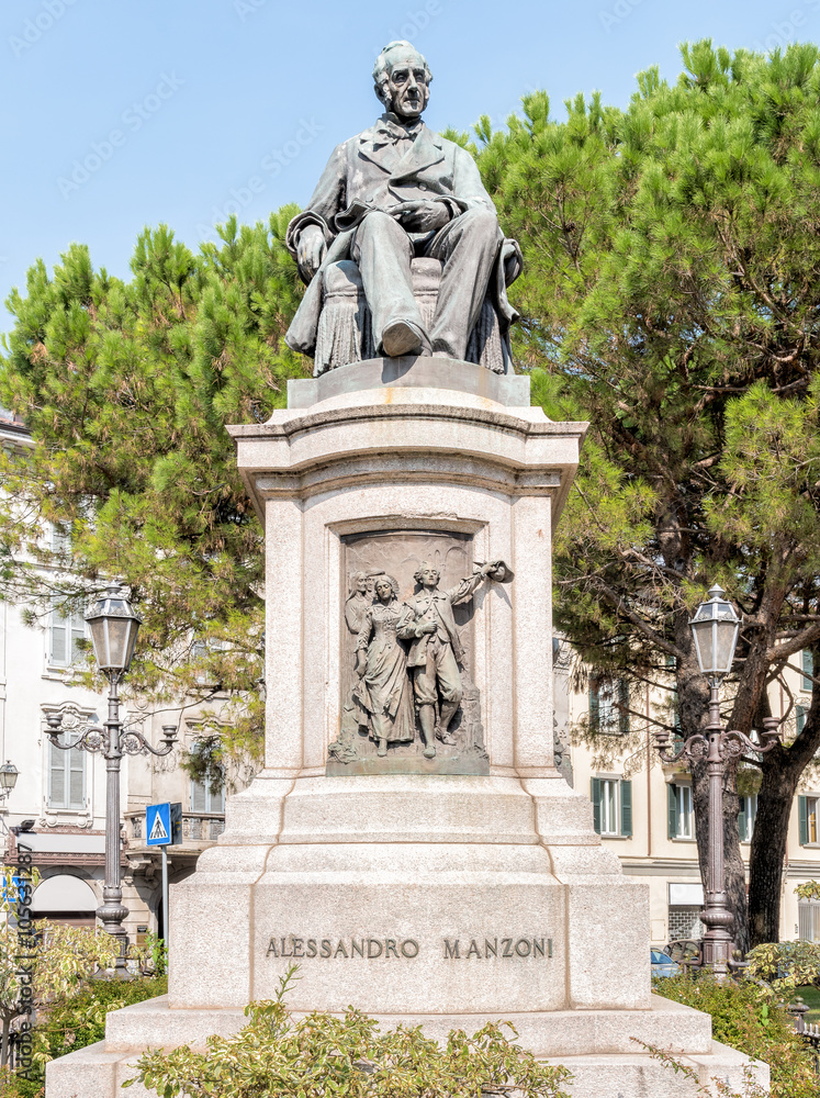 Monument to the writer Alessandro Manzoni in Lecco, Italy
