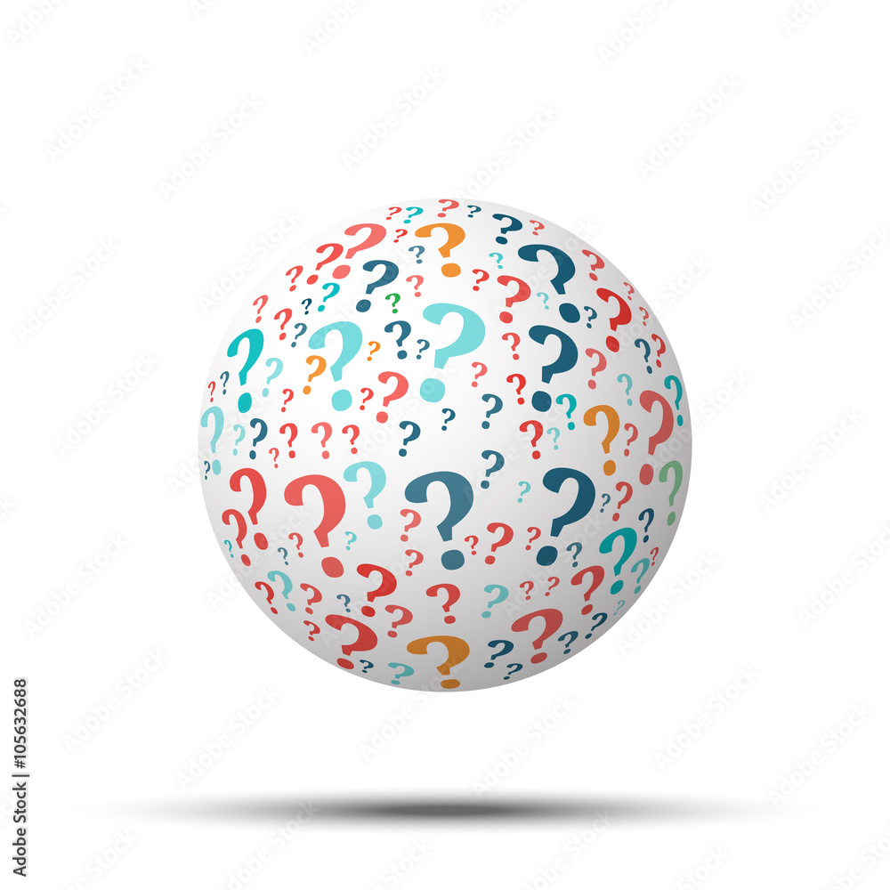 Tag cloud sphere Question, isolated on white background