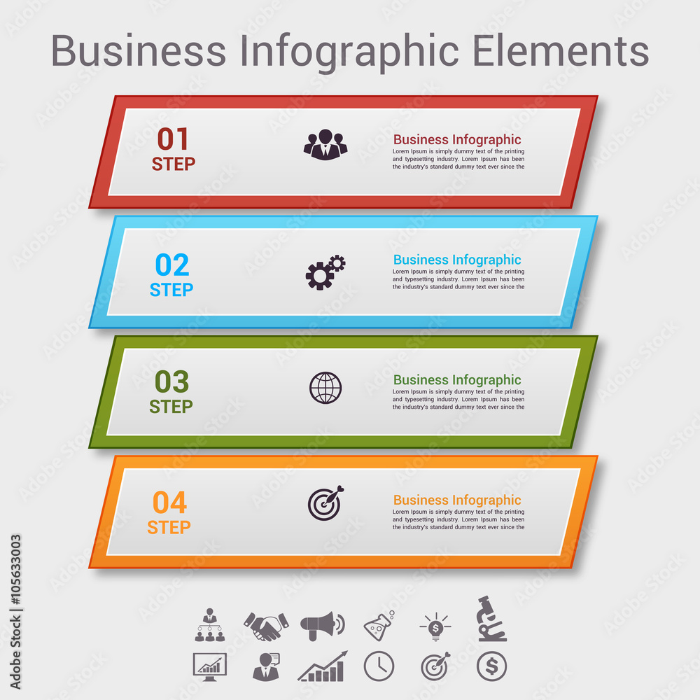 Fototapeta premium Business Infographics Vector illustration. can be used for workflow layout, banner, diagram, number options, step up options, web design.