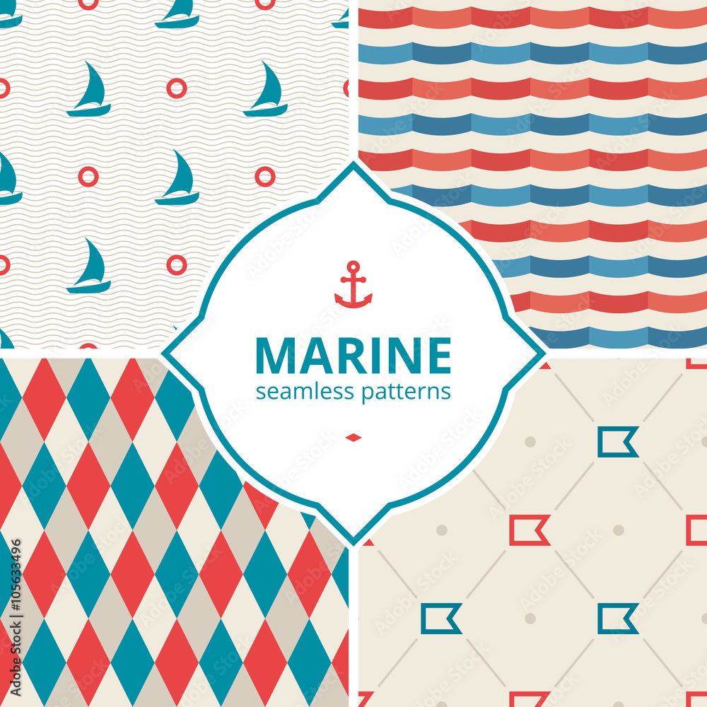 Obraz premium Marine seamless pattern