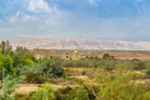 view on St.John church near baptism site in Jordan