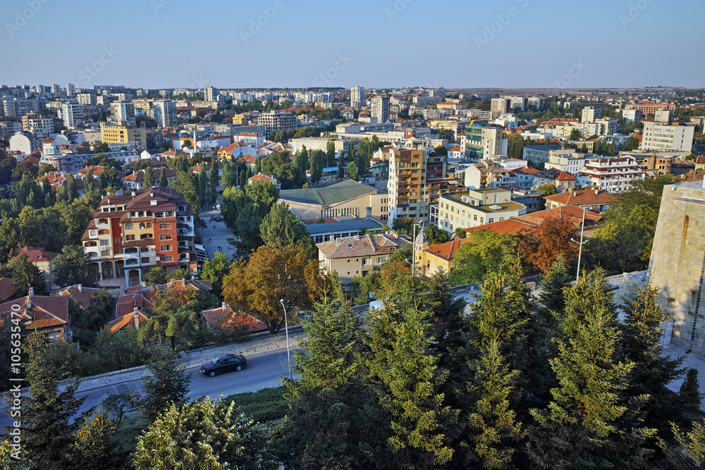 Panoramic view of City of Haskovo from Monument of Virgin Mary, Bulgaria