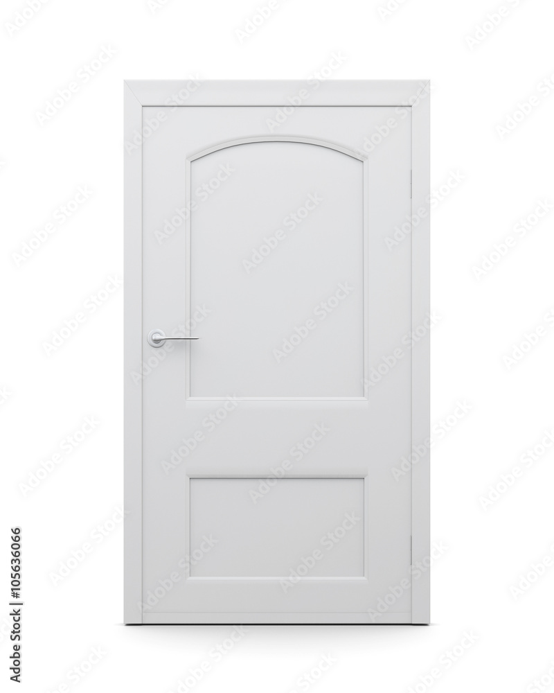White door on an isolated background. 3d render image. White door on an isolated background. 3d render image.