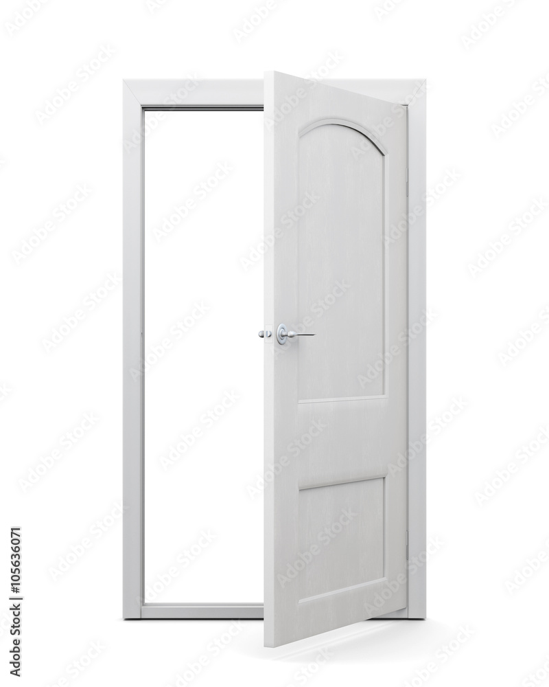 White door on an isolated background. 3d rendering. White door on an isolated background. 3d rendering.