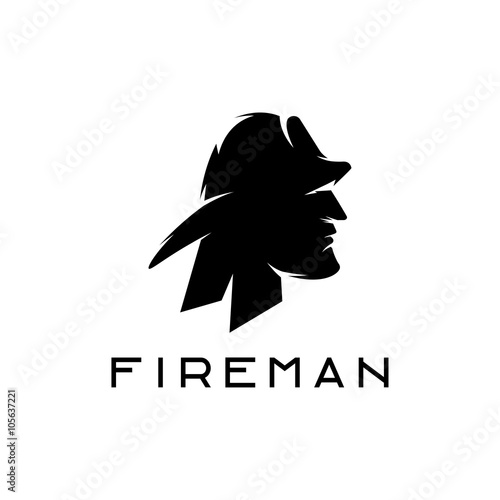 silhouette of fireman abstract vector design template