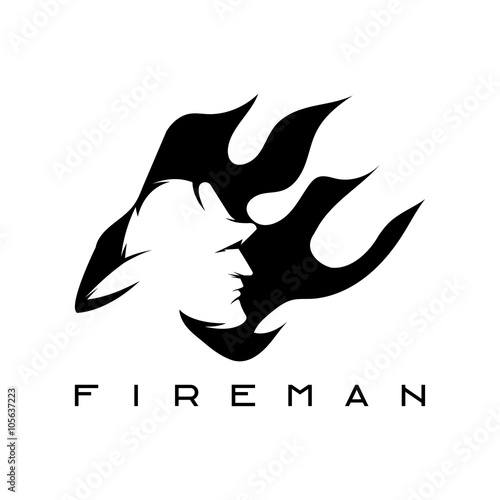 fireman in flame abstract vector design template