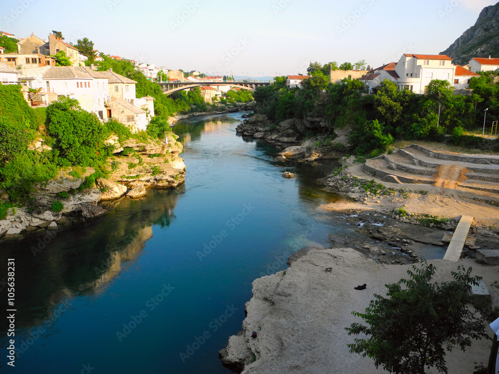 Landscape of the city of Mostar, Bosnia and Herzegovina.
