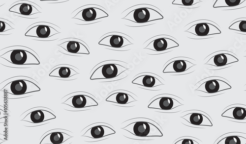 Vector abstract seamless background of the eye. Randomly scattered eyes