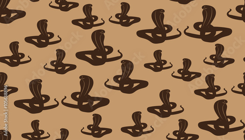 Vector abstract seamless background of cobras. Randomly scattered snakes