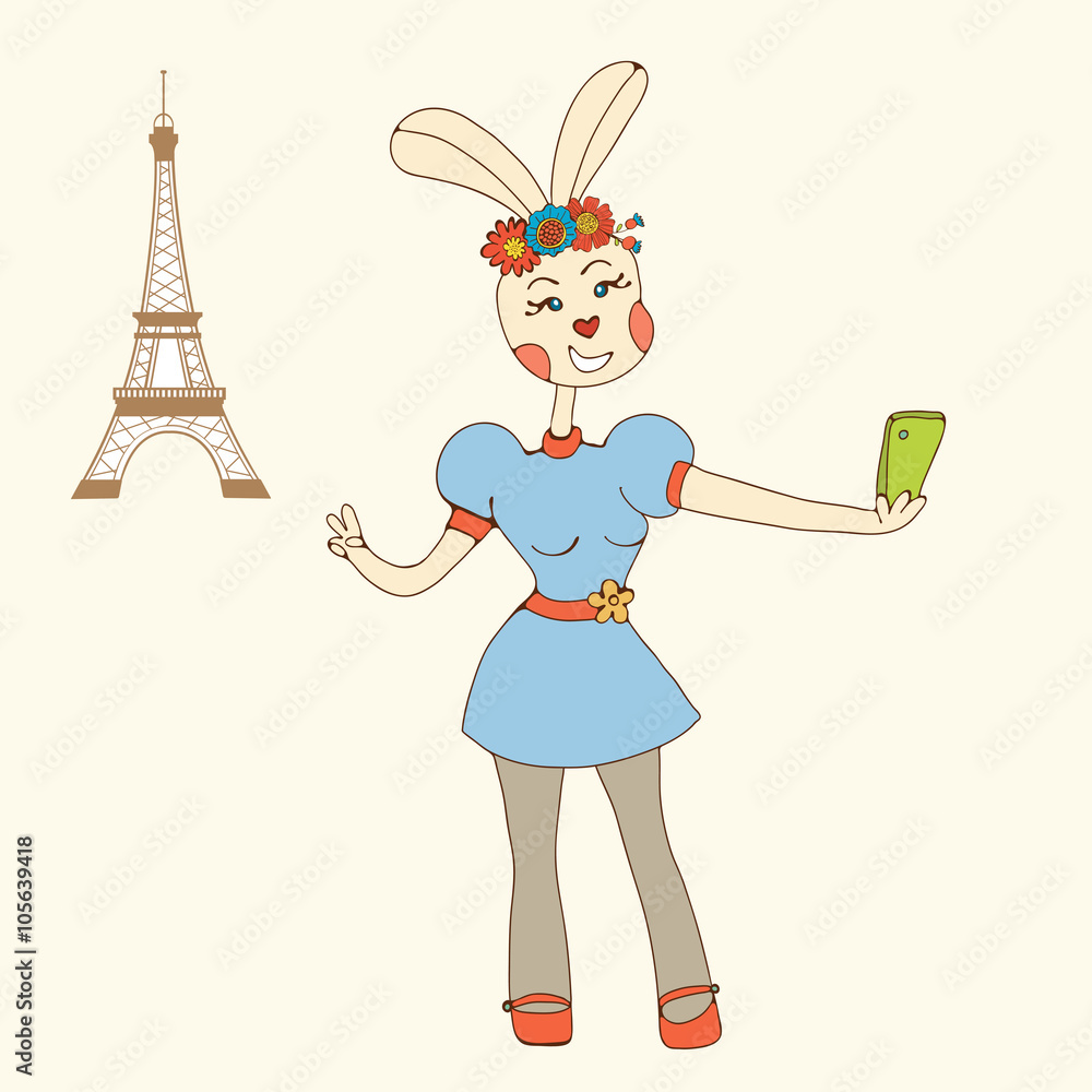 Sexy rabbit girl taking Selfie Photo On Smart Phone Sexy rabbit girl taking Selfie Photo On Smart Phone