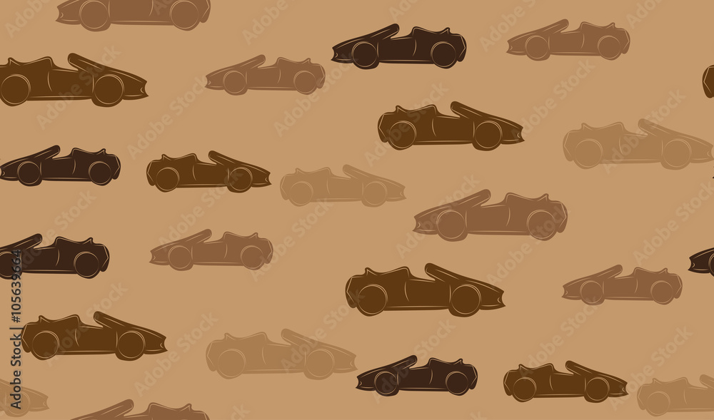 Naklejka premium Vector seamless background of cars. Chaotic sports cars