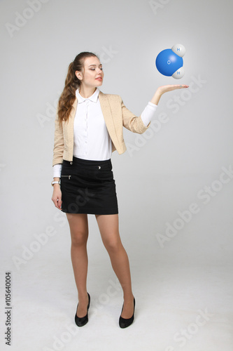 Young woman scientist with model of water molecule. © Vasily Merkushev