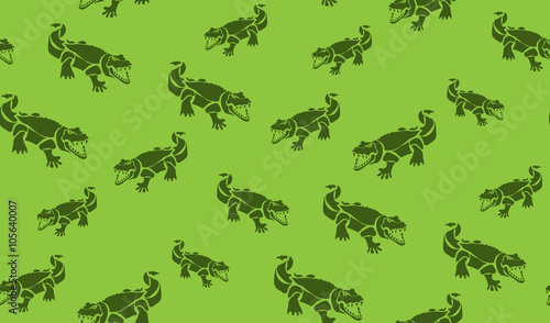 Vector seamless background of crocodiles. Chaotic crocodiles