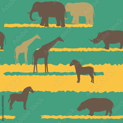 Seamless pattern with african animals