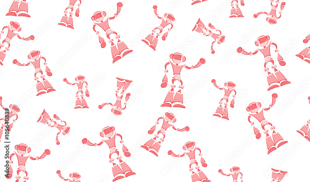 Vector abstract seamless background of robots. Chaotic androids Vector abstract seamless background of robots. Chaotic androids