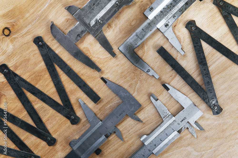 Measuring instruments. Caliper and iron ruler Measuring instruments. Caliper and iron ruler