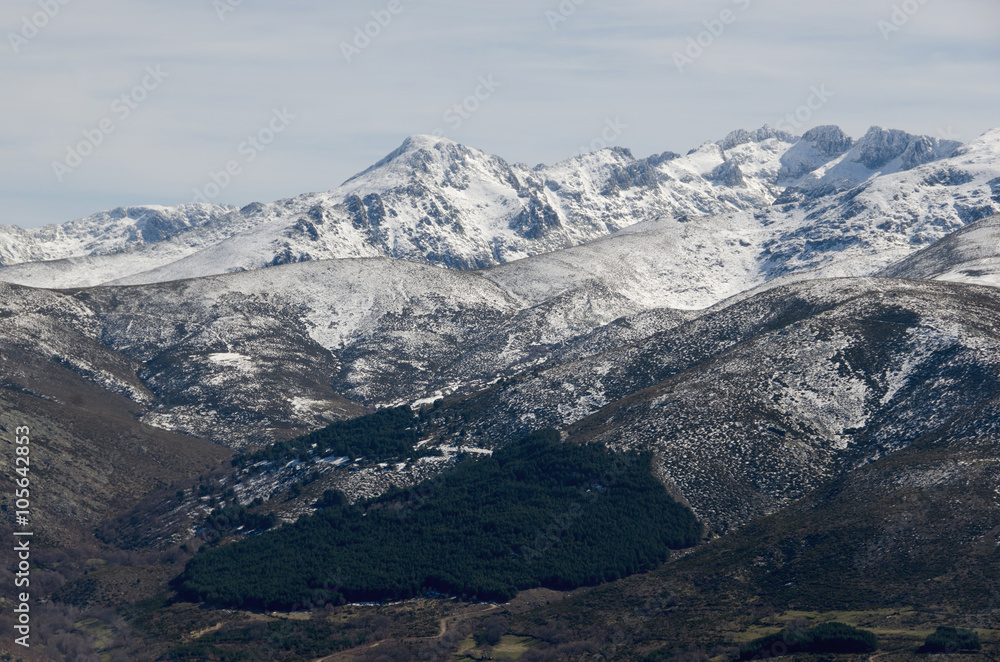 View of mountain tops in snow