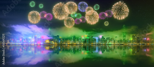 Beautiful fireworks in Hong Kong