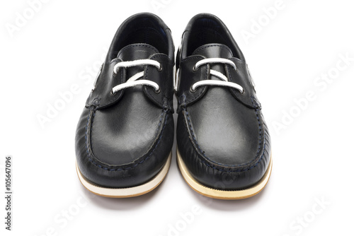 Black canvas shoe on a white background
