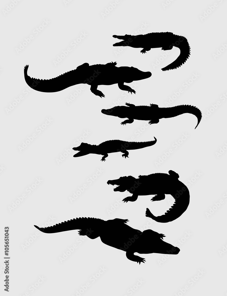 Fototapeta premium Crocodile Silhouettes, art vector design