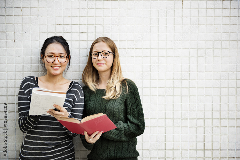 Women Talking Friendship Studying Brainstorming Concept Women Talking Friendship Studying Brainstorming Concept