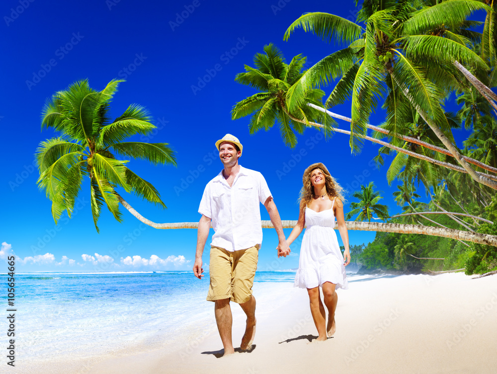Couple Honeymoon Tropical Beach Romantic Concept Couple Honeymoon Tropical Beach Romantic Concept