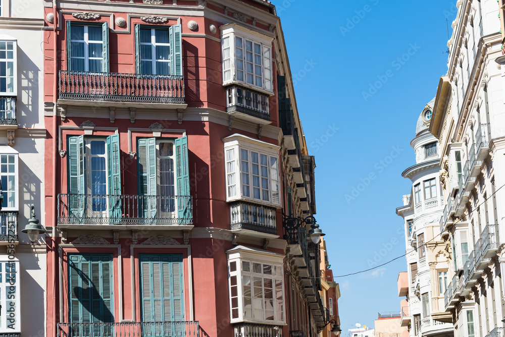 Fototapeta premium Apartments with small balconies typical old town architecture
