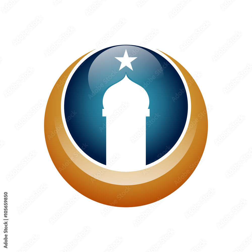 Crescent Star Mosque Dome Logo Icon Crescent Star Mosque Dome Logo Icon