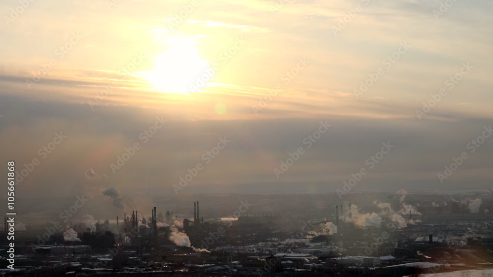 Pollution Air ,industry, Metallurgy,sunset