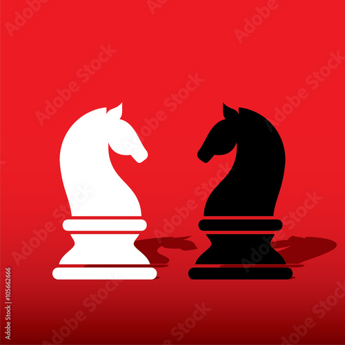 chess white knight  and black knight design vector