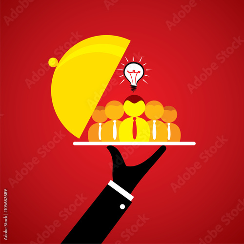 businessmen team on tray preset for solution concept design vector