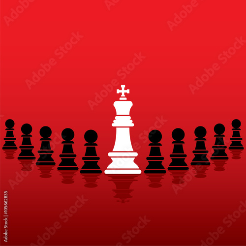 chess white king with black pawn team concept design vector