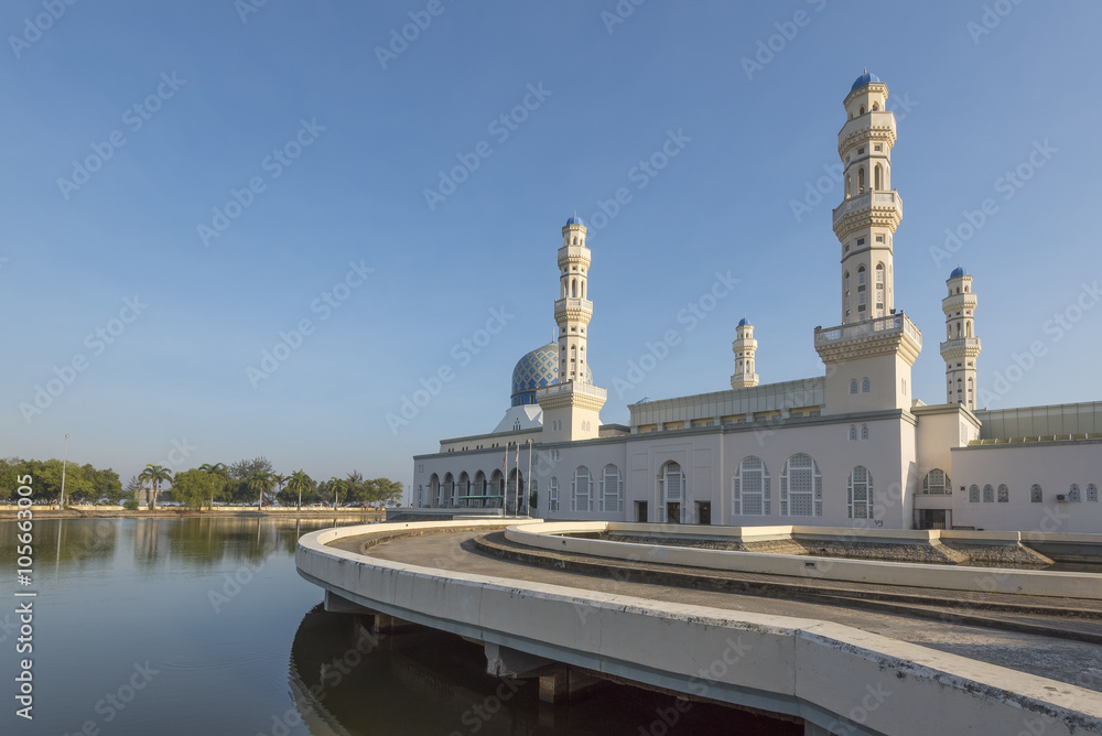 Sabah Borneo Likas Mosque with blue sky