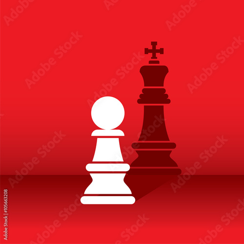 chess pawn dream become a king, shadow like king concept design vector