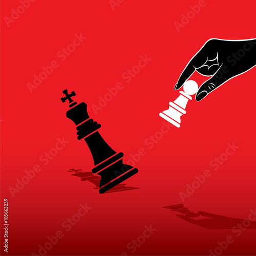 white pawn defeat black king chess concept design vector