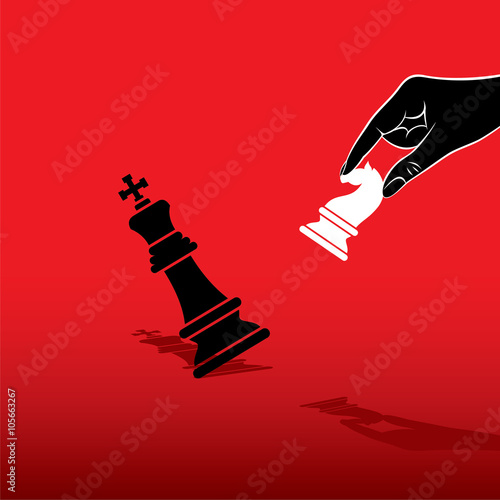 white knight defeat black king chess concept design vector