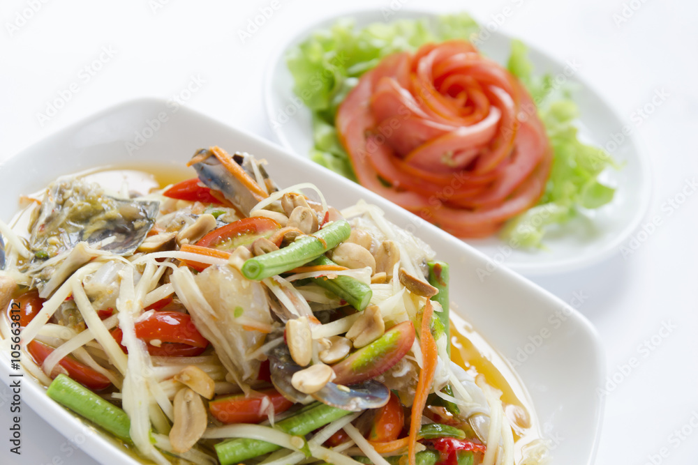 som tam, green papaya salad som tam, green papaya salad