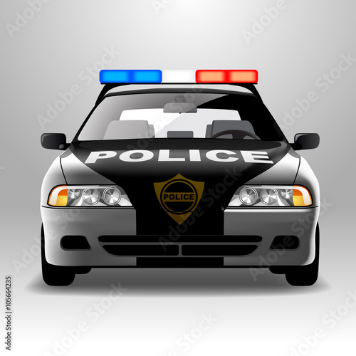 Police car in frontal view