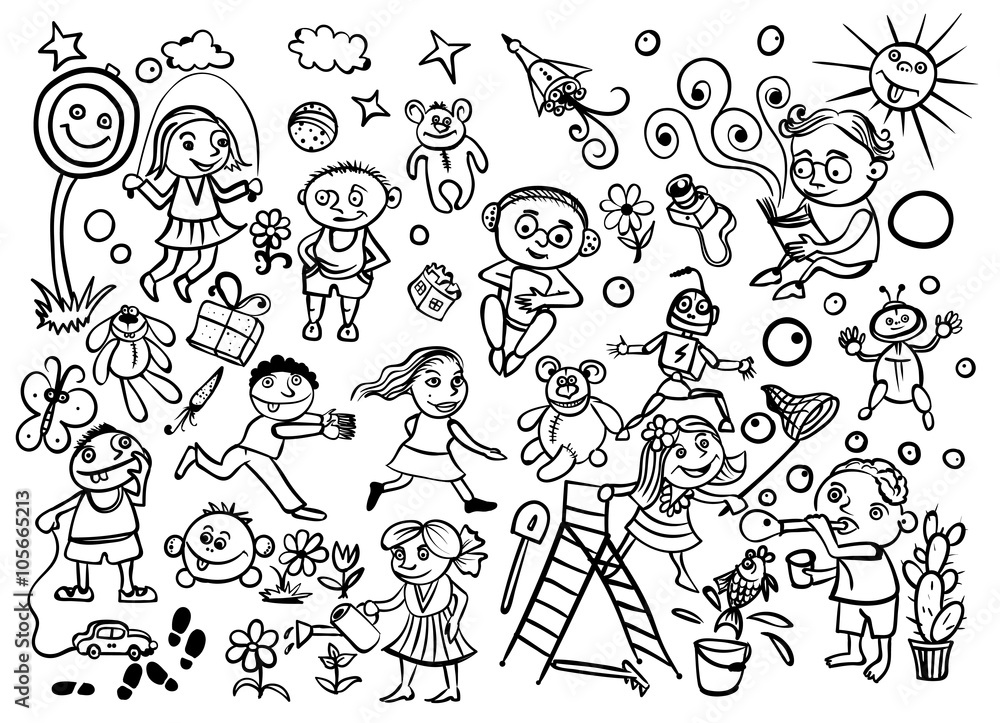 children's entertainment/vector image of children playing