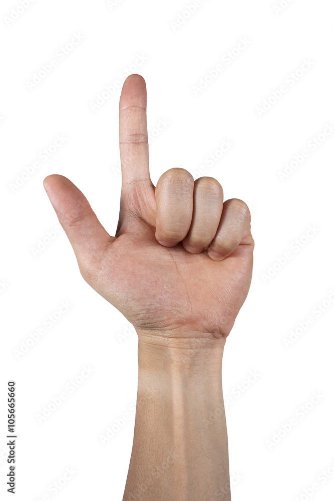 Point sign by hand isolated on white Point sign by hand isolated on white