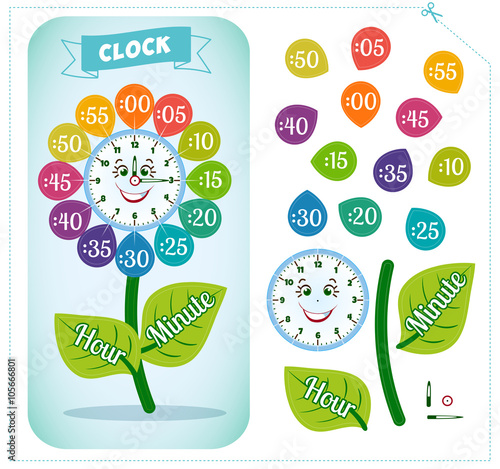 Clock sticker game for children