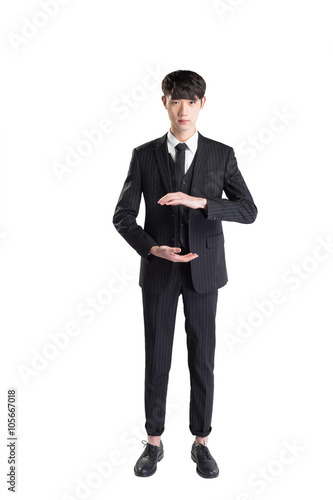 isolated young asian businessman on white background